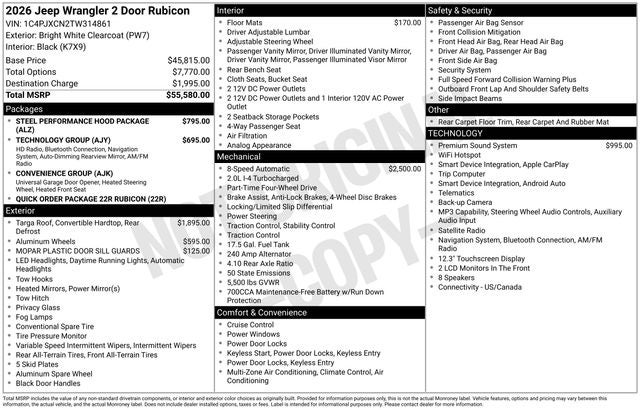 2026 Jeep Wrangler 2-Door Rubicon 4x4