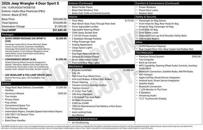2026 Jeep Wrangler WRANGLER 4-DOOR SPORT S