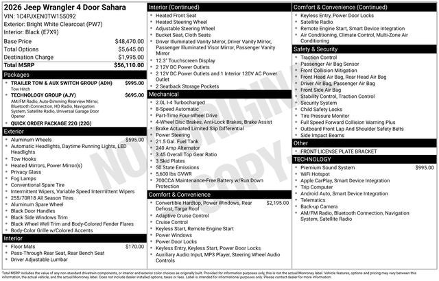 2026 Jeep Wrangler WRANGLER 4-DOOR SAHARA