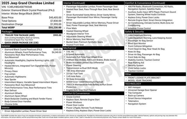 2025 Jeep Grand Cherokee GRAND CHEROKEE LIMITED 4X4