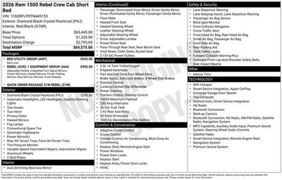 2026 RAM Ram 1500 RAM 1500 REBEL CREW CAB 4X4 5'7' BOX
