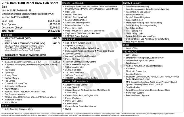2026 RAM Ram 1500 RAM 1500 REBEL CREW CAB 4X4 5'7' BOX