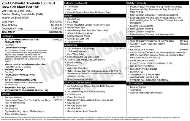 2024 Chevrolet Silverado 1500 4WD Crew Cab Short Bed RST