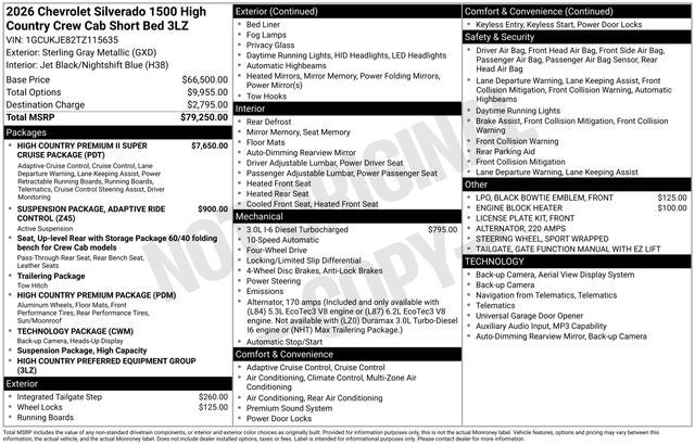 2026 Chevrolet Silverado 1500 4WD Crew Cab Short Bed High Country