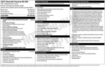 2027 Chevrolet Traverse AWD RS