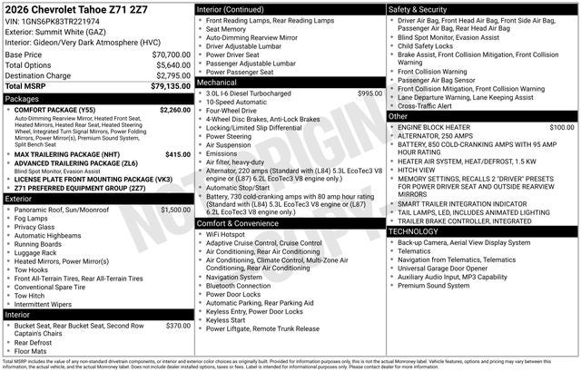 2026 Chevrolet Tahoe 4WD Z71