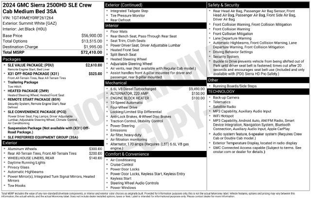 2024 GMC Sierra 2500HD 4WD Crew Cab Standard Bed SLE