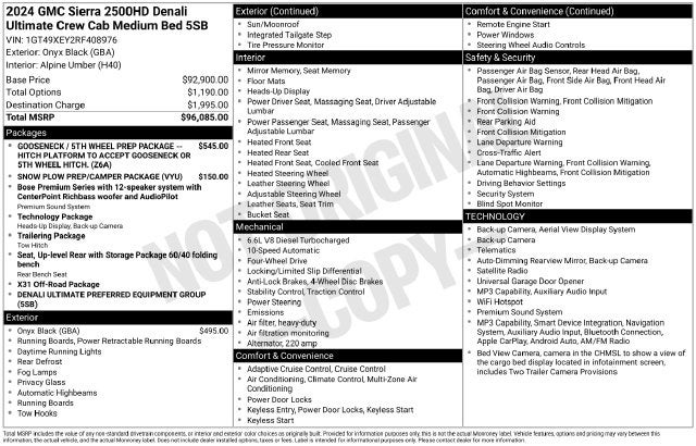 2024 GMC Sierra 2500HD 4WD Crew Cab Standard Bed Denali Ultimate