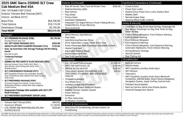 2025 GMC Sierra 2500HD 4WD Crew Cab Standard Bed SLT