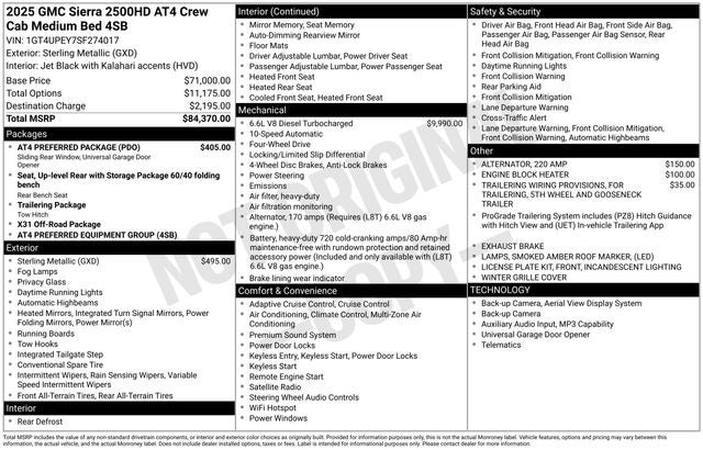 2025 GMC Sierra 2500HD 4WD Crew Cab Standard Bed AT4