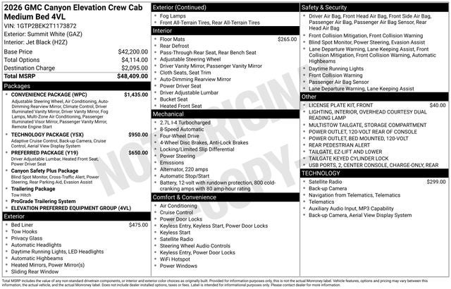 2026 GMC Canyon Elevation, 4WD