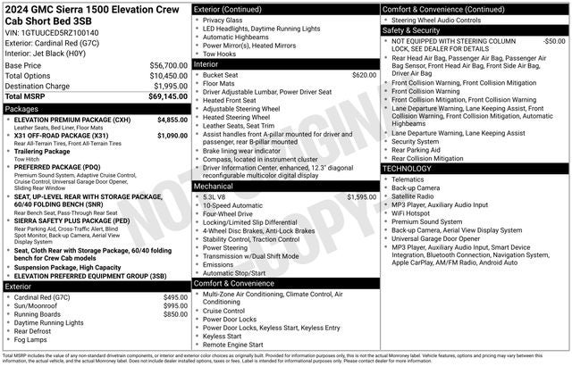 2024 GMC Sierra 1500 4WD Crew Cab Short Box Elevation with 3SB