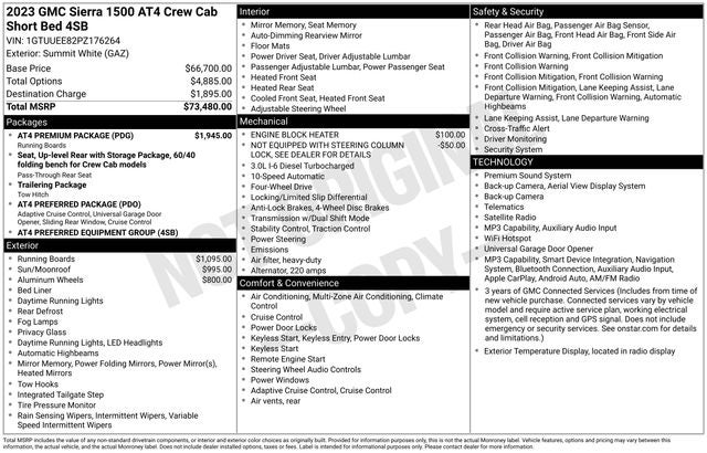 2023 GMC Sierra 1500 4WD Crew Cab Short Box AT4