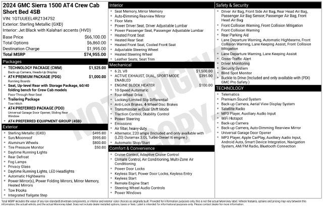2024 GMC Sierra 1500 4WD Crew Cab Short Box AT4