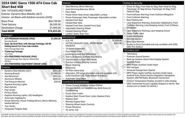 2024 GMC Sierra 1500 4WD Crew Cab Short Box AT4