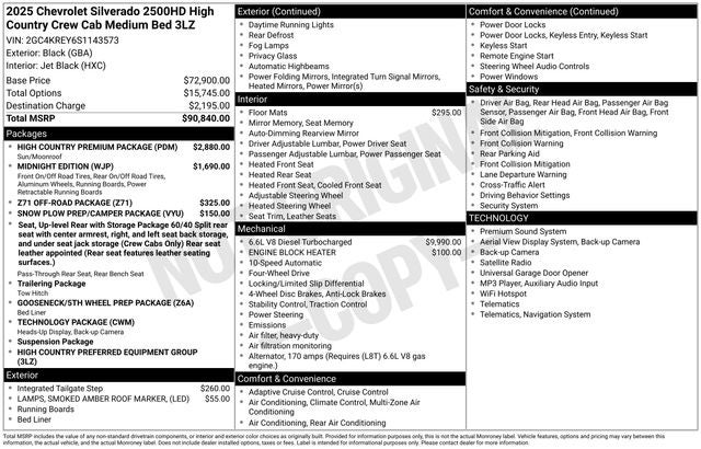 2025 Chevrolet Silverado 2500HD 4WD Crew Cab Standard Bed High Country