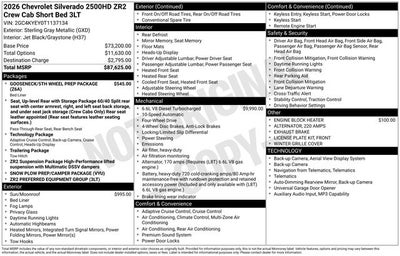 2026 Chevrolet Silverado 2500 HD Crew Cab, Standard Bed, XR2, 4WD