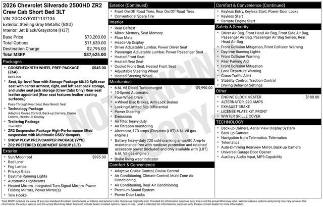 2026 Chevrolet Silverado 2500 HD Crew Cab, Standard Bed, XR2, 4WD