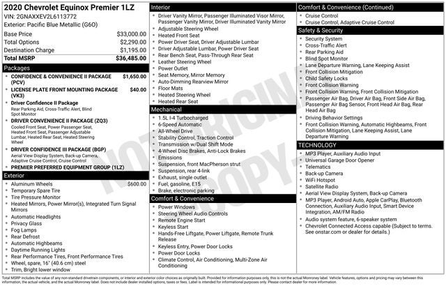 2020 Chevrolet Equinox AWD Premier 1.5L Turbo