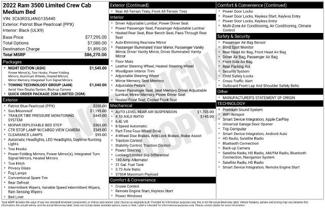 2022 RAM 3500 Limited Crew Cab 4x4 6'4' Box