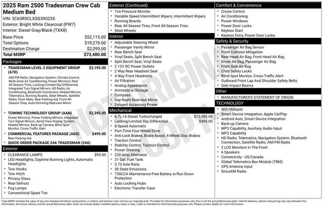 2025 RAM 2500 Tradesman Crew Cab 4x4 6'4' Box