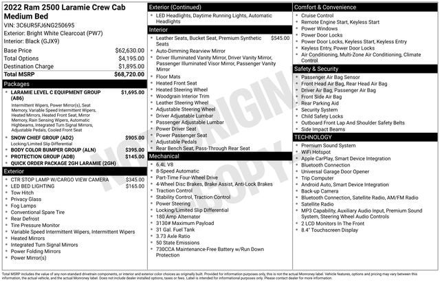 2022 RAM 2500 Laramie Crew Cab 4x4 6'4' Box
