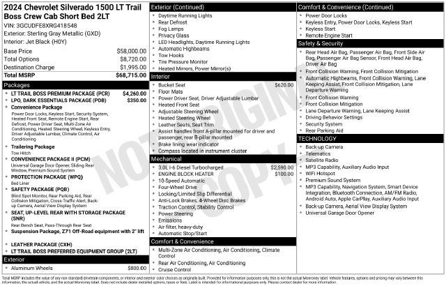 2024 Chevrolet Silverado 1500 4WD Crew Cab Short Bed LT Trail Boss