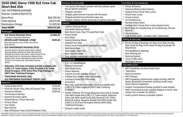 2020 GMC Sierra 1500 4WD Crew Cab Short Box SLE