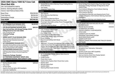 2026 GMC Sierra 1500 Crew Cab, Short Bed, SLT, 4WD