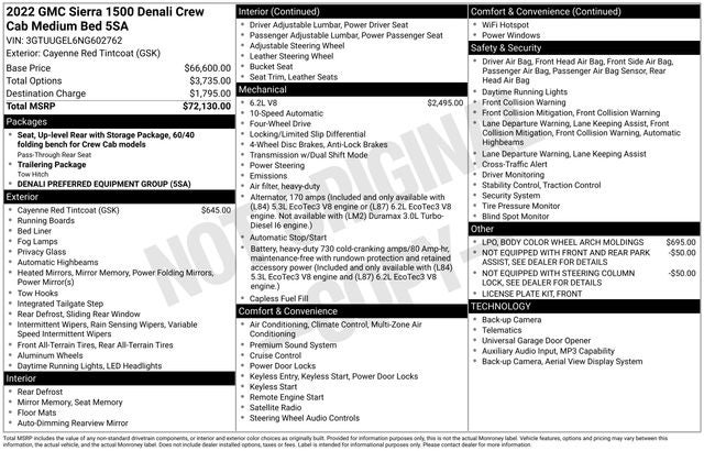 2022 GMC Sierra 1500 4WD Crew Cab Standard Box Denali