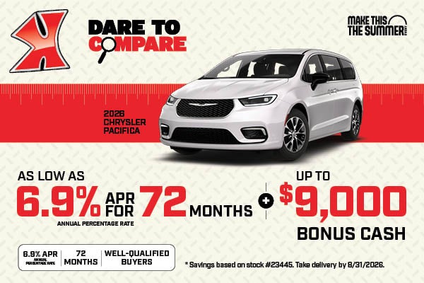 Get rates as low as 6.9% on Pacifica at Karl Chrysler Dodge Jeep Ram of Marshalltown