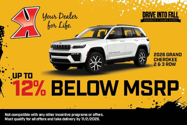 Get up to 12% below MSRP on Grand Cherokee at Karl Chrysler Dodge Jeep Ram of Marshalltown